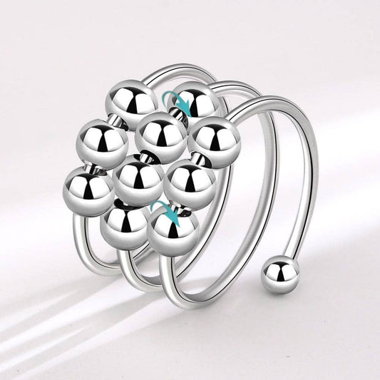 Layered Bead Anxiety Fidget Spinner Ring in Solid Copper: Gold
