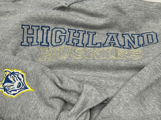 Embroidered Highland Huskies Hoodie