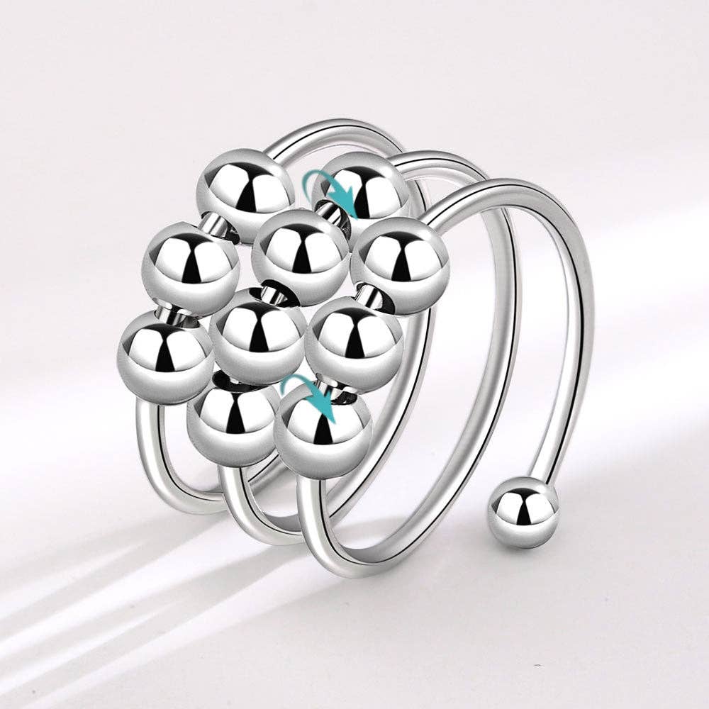 Layered Bead Anxiety Fidget Spinner Ring in Solid Copper: Gold