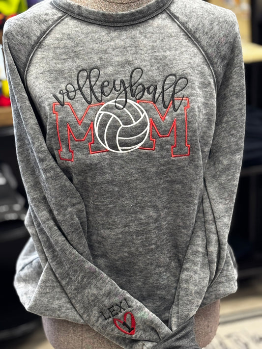 Embroidered Volleyball MOM Sweatshirt