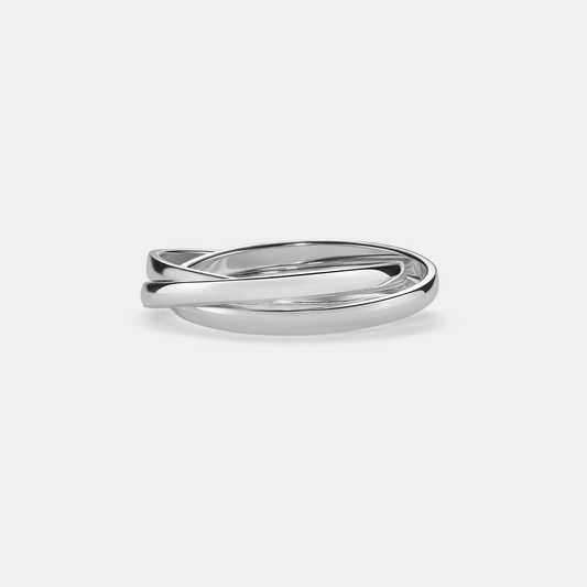 Three Tone Trinity Rolling Band Ring in 925 Sterling Silver: Silver / 7 US