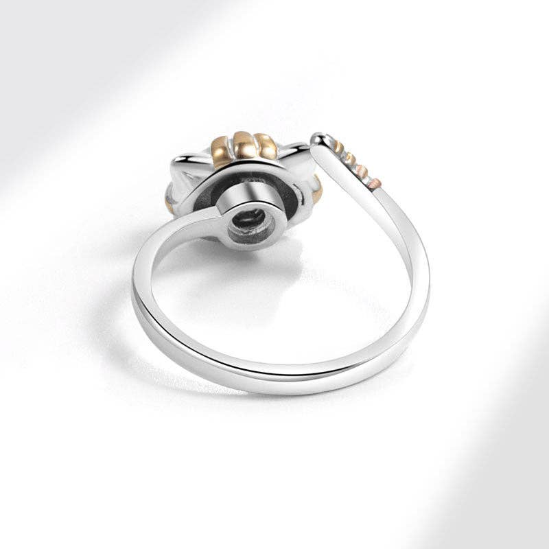 Dainty Cat Anxiety Fidget Spinner Band Ring in Solid Copper