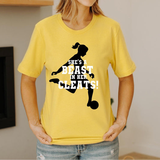 She's a beast in her cleats T shirt