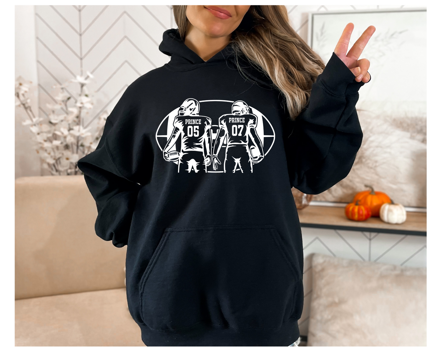 Personalized Football Duo Hoodie