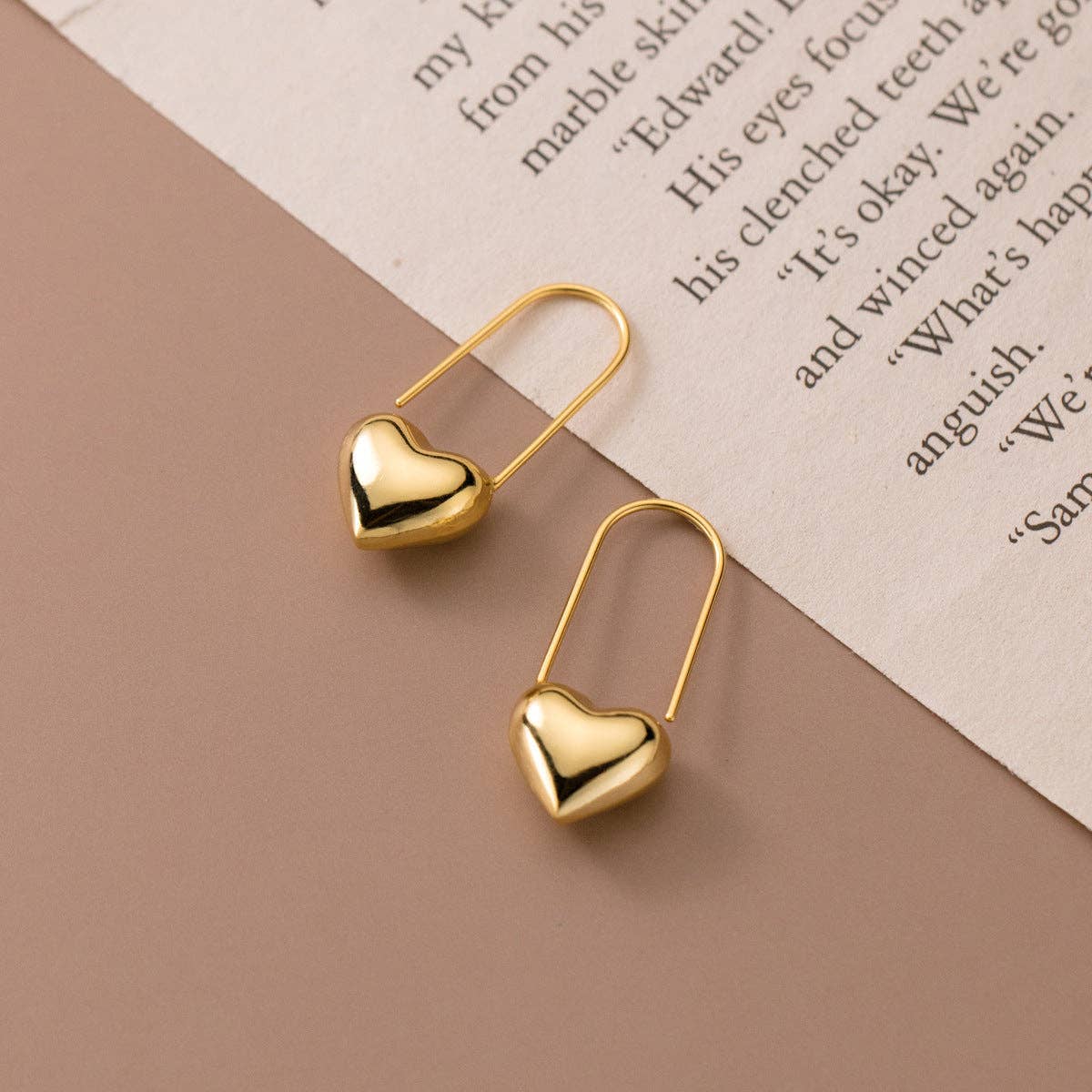 Minimalist Cute Heart Pin Earrings in 925 Sterling Silver: Siver