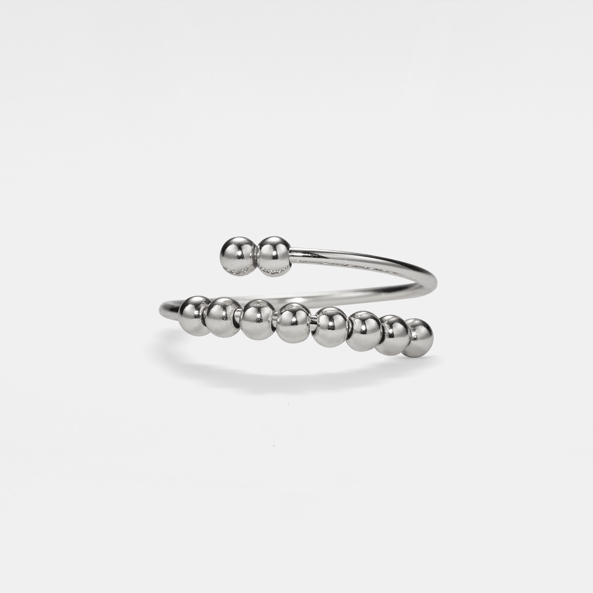 Beaded Anxiety Fidget Spinner Ring in 925 Sterling Silver: Yellow Gold