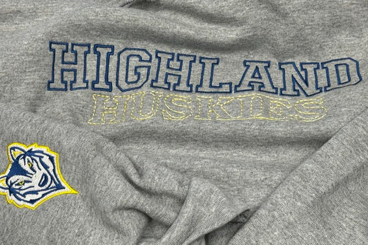 Embroidered Highland Huskies Hoodie