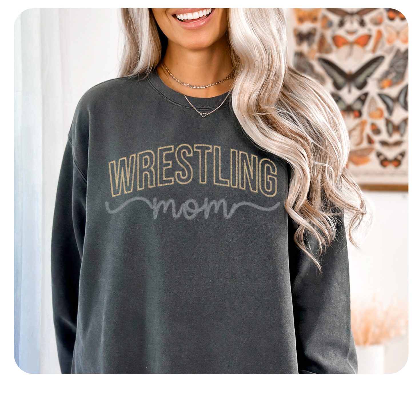 Wrestling Mom Embroidered Sweatshirt